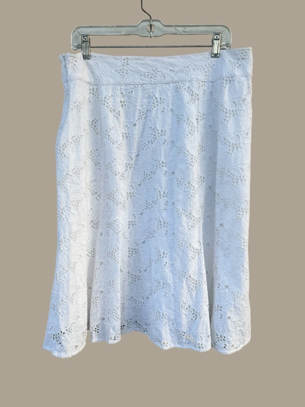 Coldwater Creek White Eyelet A-Line Women's Skirt - Size 14